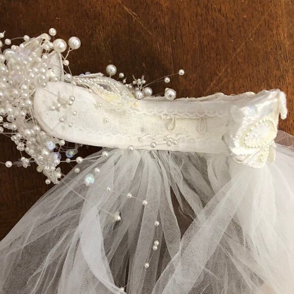 Bridal Veil 2 tier Headpiece Vintage - Picture 5 of 5